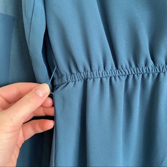 Charlotte Russe Long Sleeve Collared Button Up Dress Blue S - Picture 14 of 14